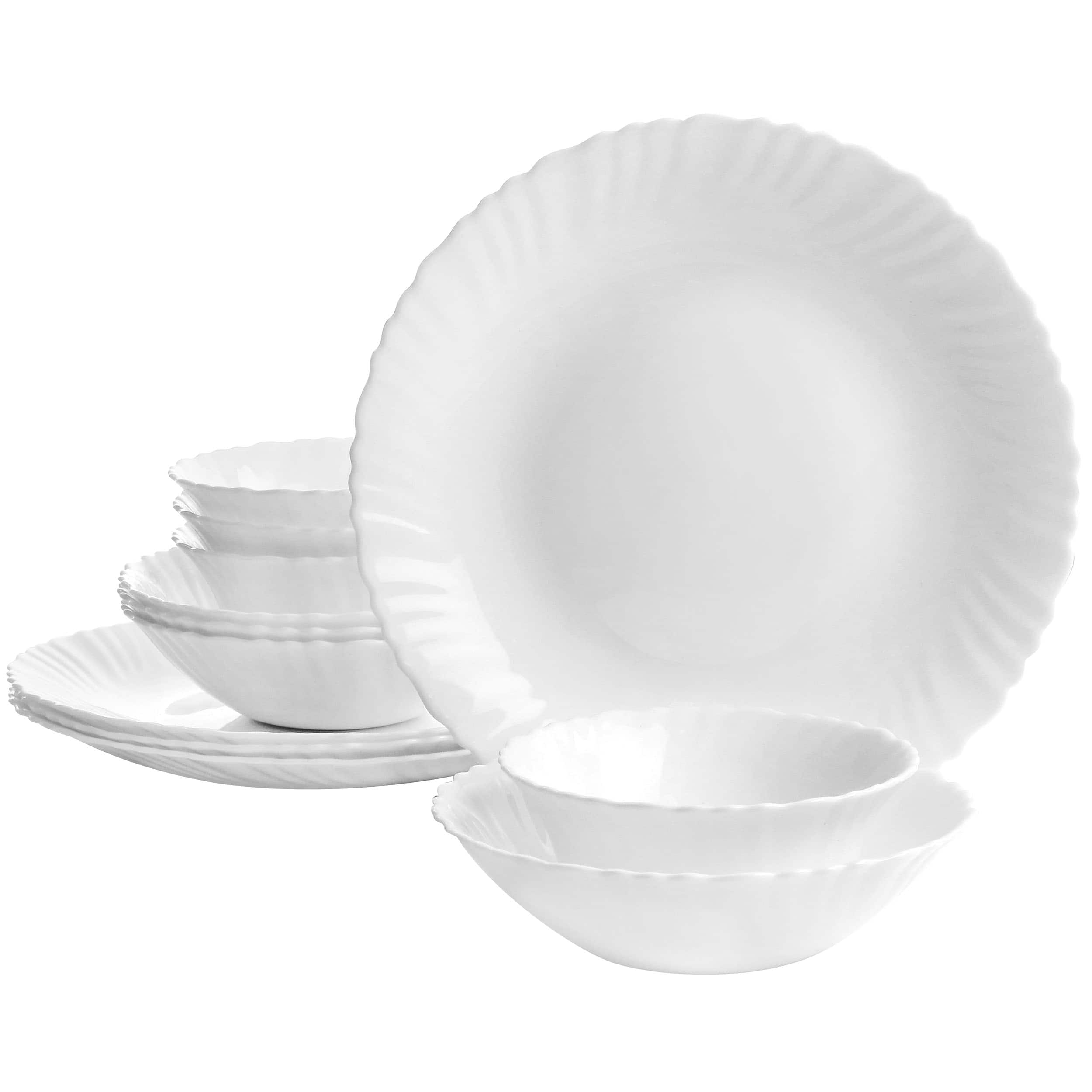 Gibson - Ultra Radley 12 Piece Tempered Opal Glass Dinnerware Set - White price history on PriceWatchPro