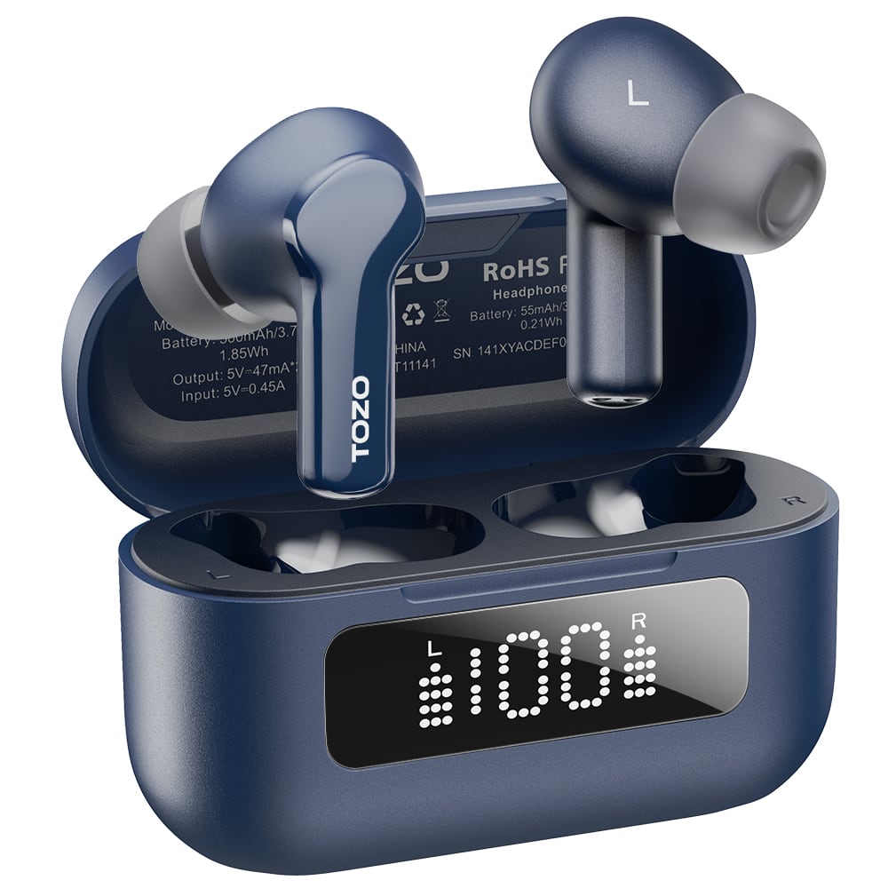 L Mo 500mAh/3.7 h/3.7 Batter 1.85Wh Output: 5V=47mA" Input: 5V=0.45A C RoHS F Headphone Battery: 55mAh/3 0.21Wh HINA SN 141XYACDEFO 11141 TOZO R R L =1001