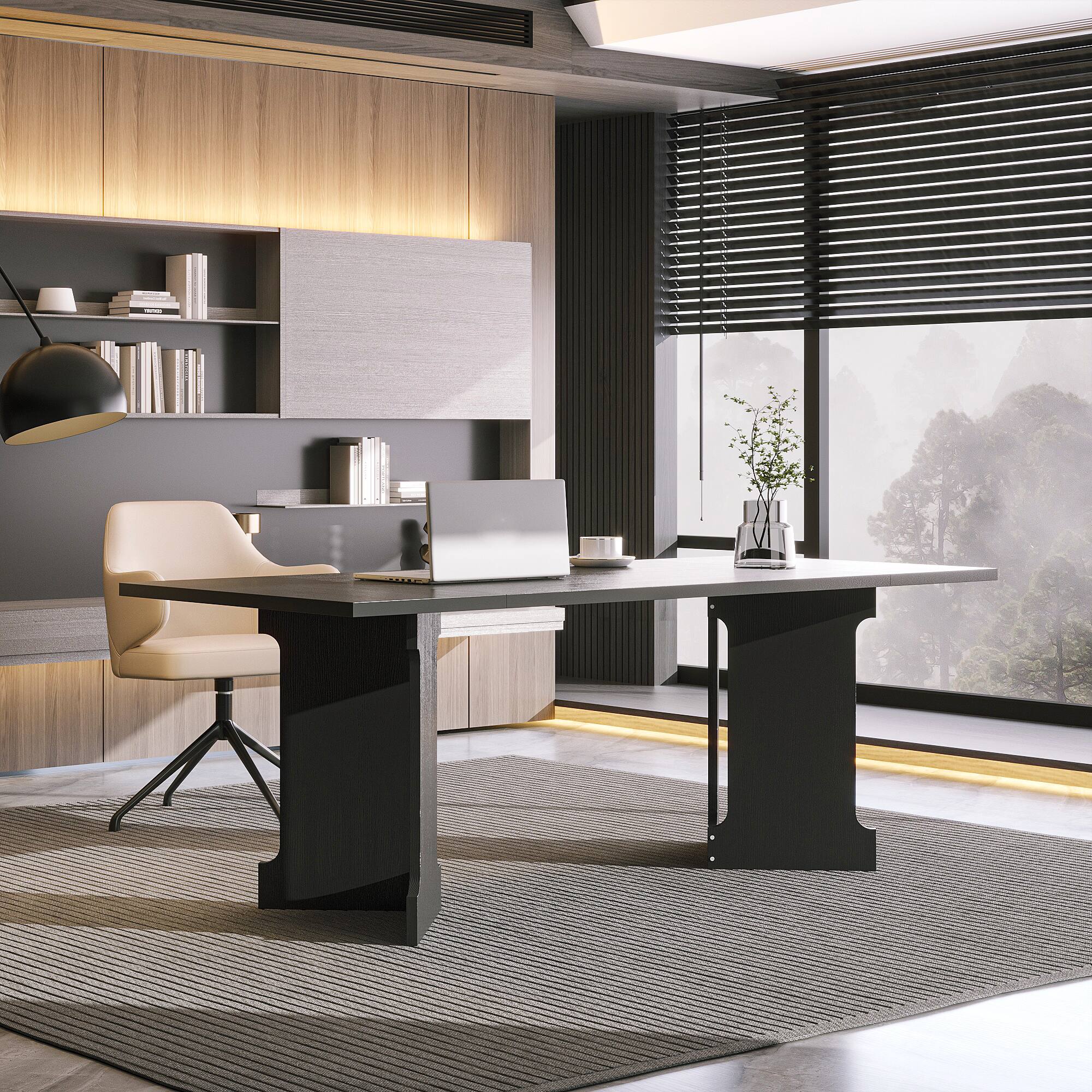Alt View 5. Famapy - Famapy Office Desk: Sleek, Spacious & Modern Executive Workstation - Black.