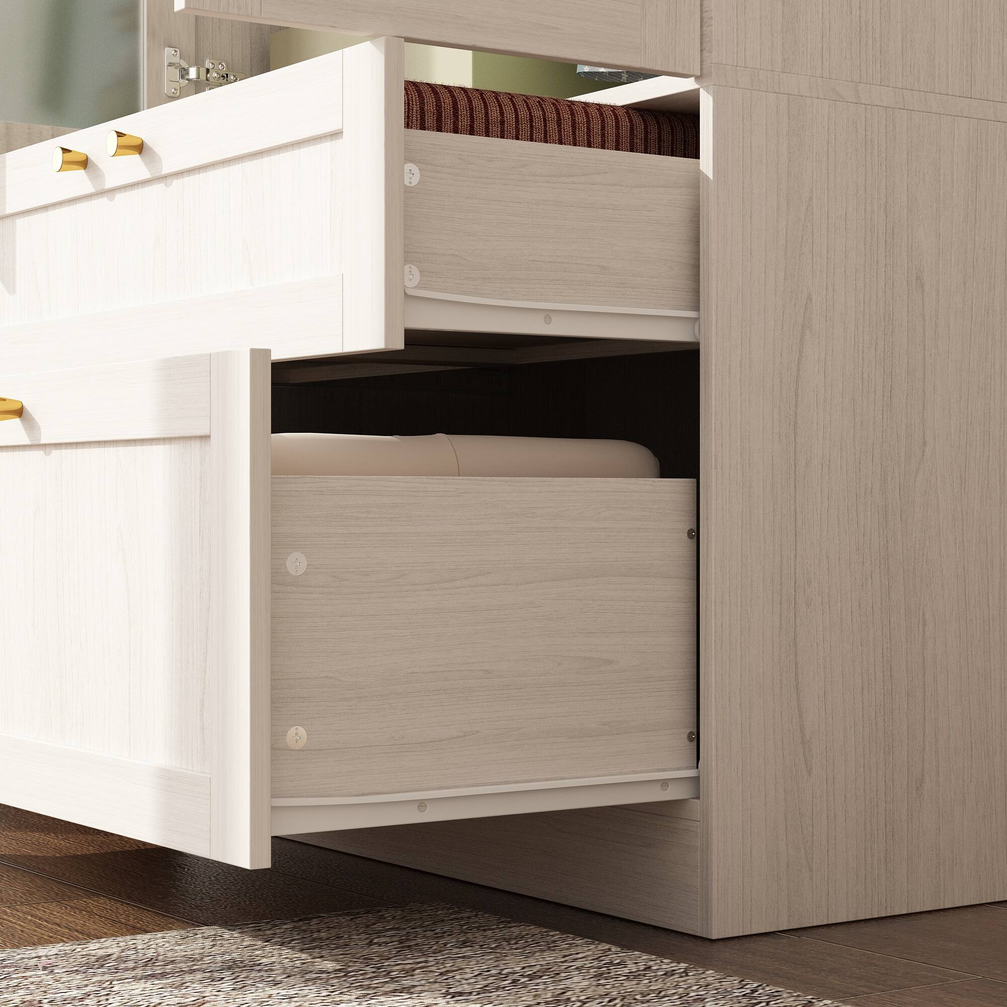 Alt View 2. FUFU&GAGA - FUFU&GAGA Wardrobe with Frosted Glass Doors, Drawers & Anti - Tip - White.