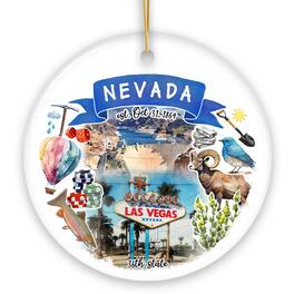 OrnamentallyYou - Artistic Nevada State Themes and Landmarks Christmas Ornament Circle - Multi-colored