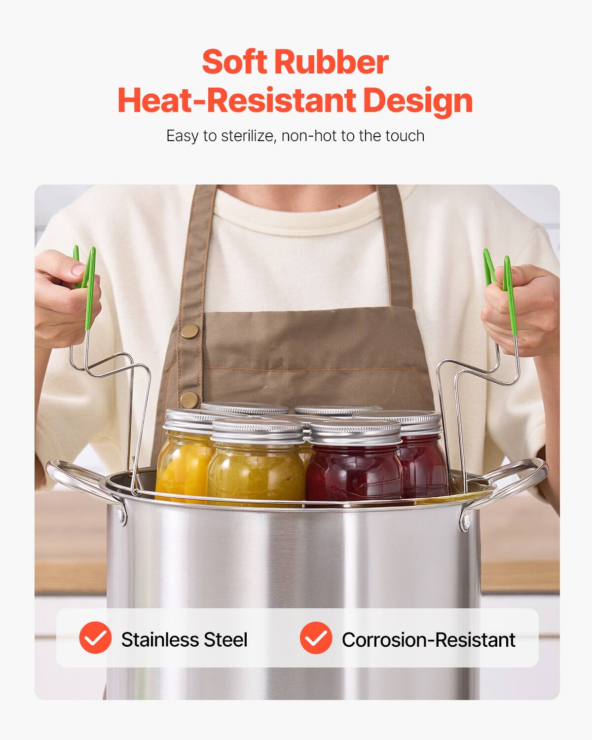 Soft Rubber  
Heat-Resistant Design  
Easy to sterilize, non-hot to the touch  

Stainless Steel  
Corrosion-Resistant