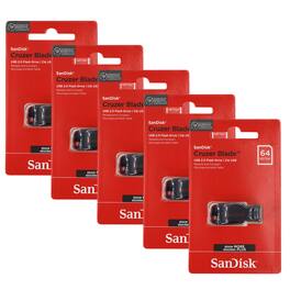 5x SanDisk Cruzer Blade USB Flash Drive - 64GB - Red