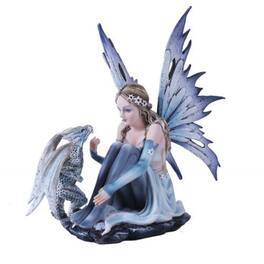 Pacific Trading - Snowflake Winter Fairy and White Leopard Dragon Mystical Statue Figurine 7.5 inch - Multicolor