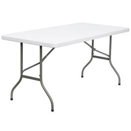 Emma + Oliver - 5-Foot Plastic Folding Table - Granite White
