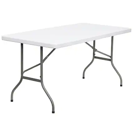 Front. Emma + Oliver - 5-Foot Plastic Folding Table - Granite White.