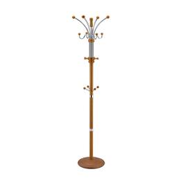 ALEXOUN - 73" Chrome & Coat Rack - Composite Wood Standing Hanger, 60 lbs Capacity, 19" Base, 1pc - Oak