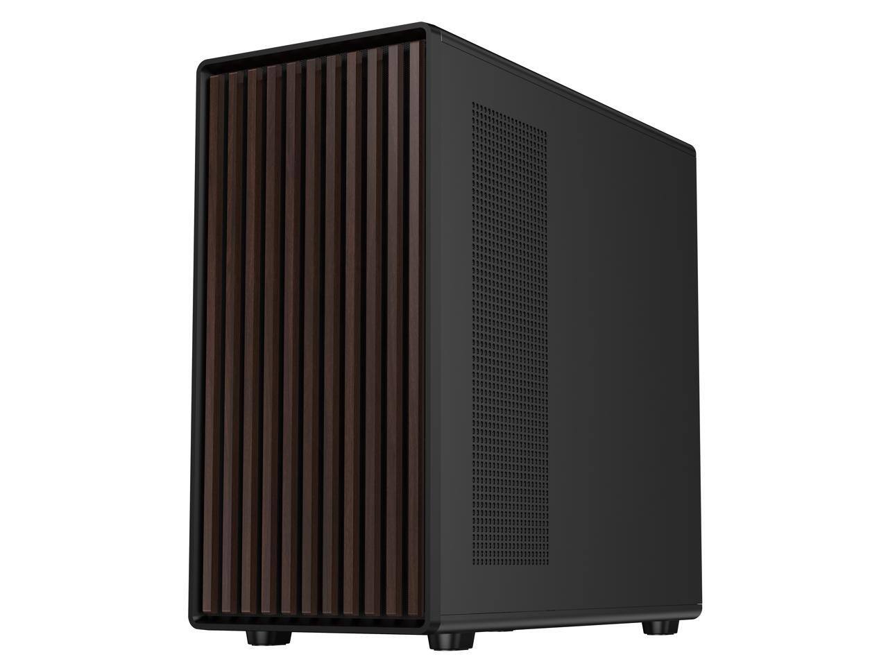 Alt View 9. DIYPC - DIYPC DIY-ATX08-Wood Black ATX Mid Tower Case, USB3.0/Type C, Tempered Glass, Walnut Front, 4x120mm PWM Fans - Black.