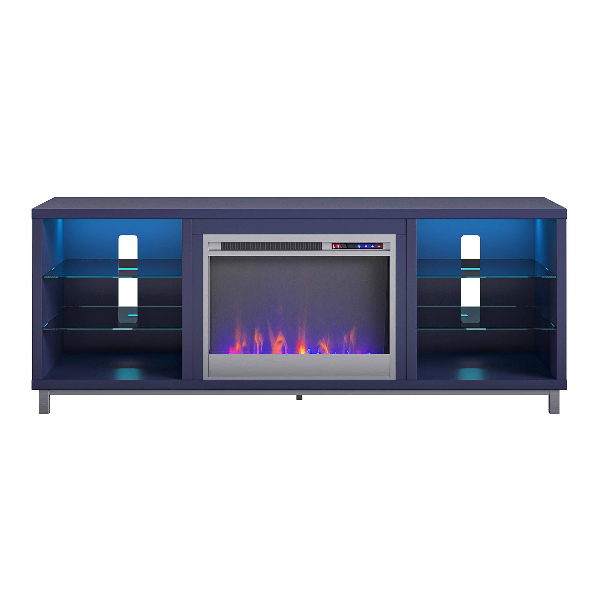 Front. Ameriwood Home - Lumina Deluxe Fireplace TV Stand (70") - Navy.