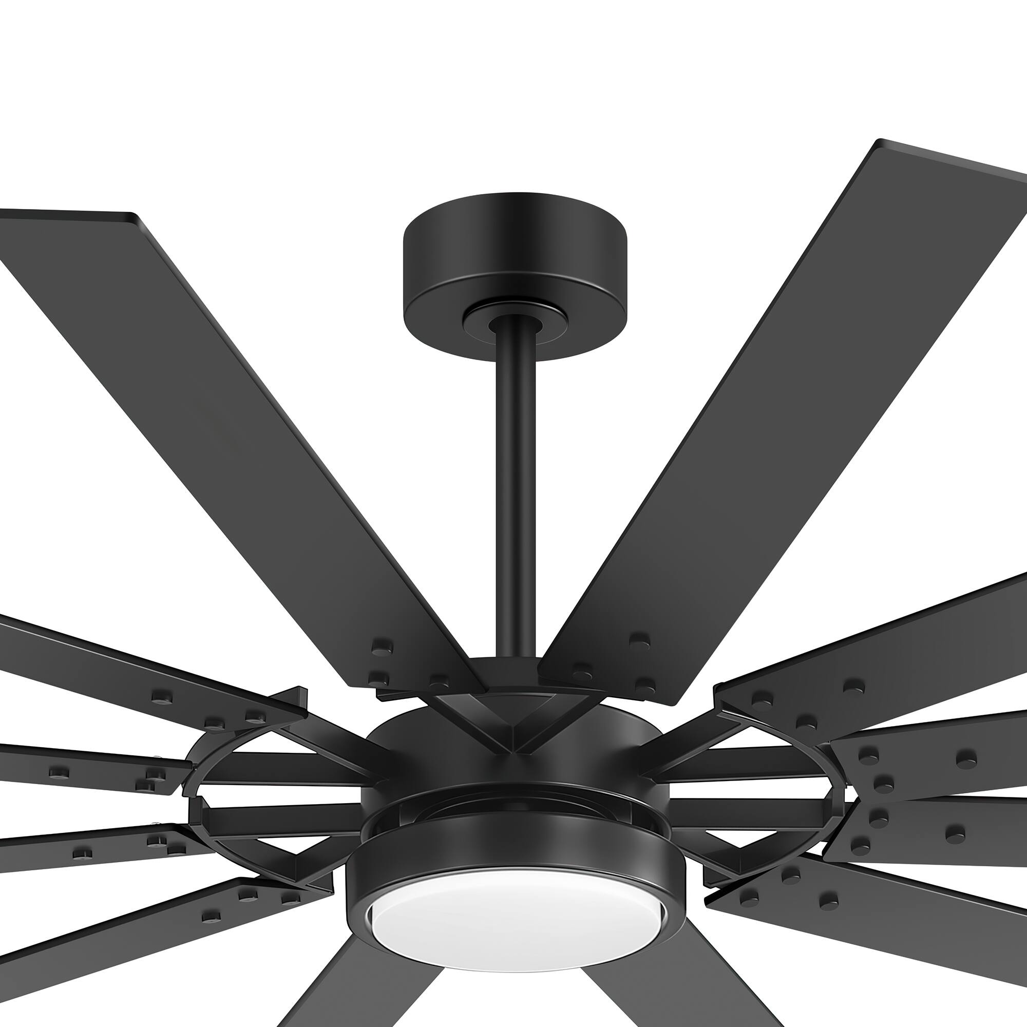 Alt View 5. Breezary - 72-Inch Ceiling Fan with LED Light, 12 Reversible Wood Blades, DC Motor, 6 Speeds, Timer, Remote and Memory Function - Black and Walnut.