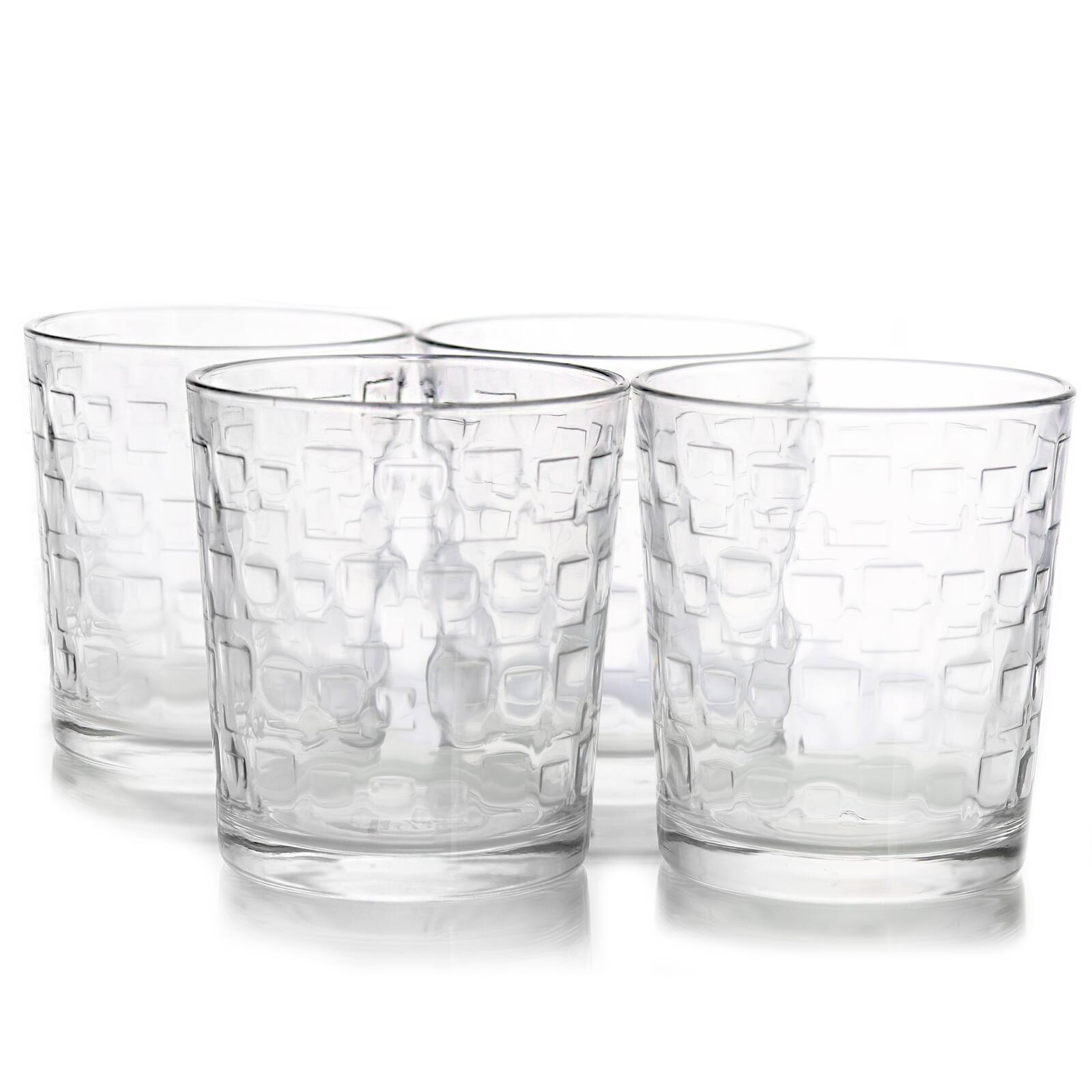 Alt View 5. Gibson - Gibson Home Great Foundations 4-Piece 13 oz. Double Old Fashion Glass Set, Square Pattern - Clear.