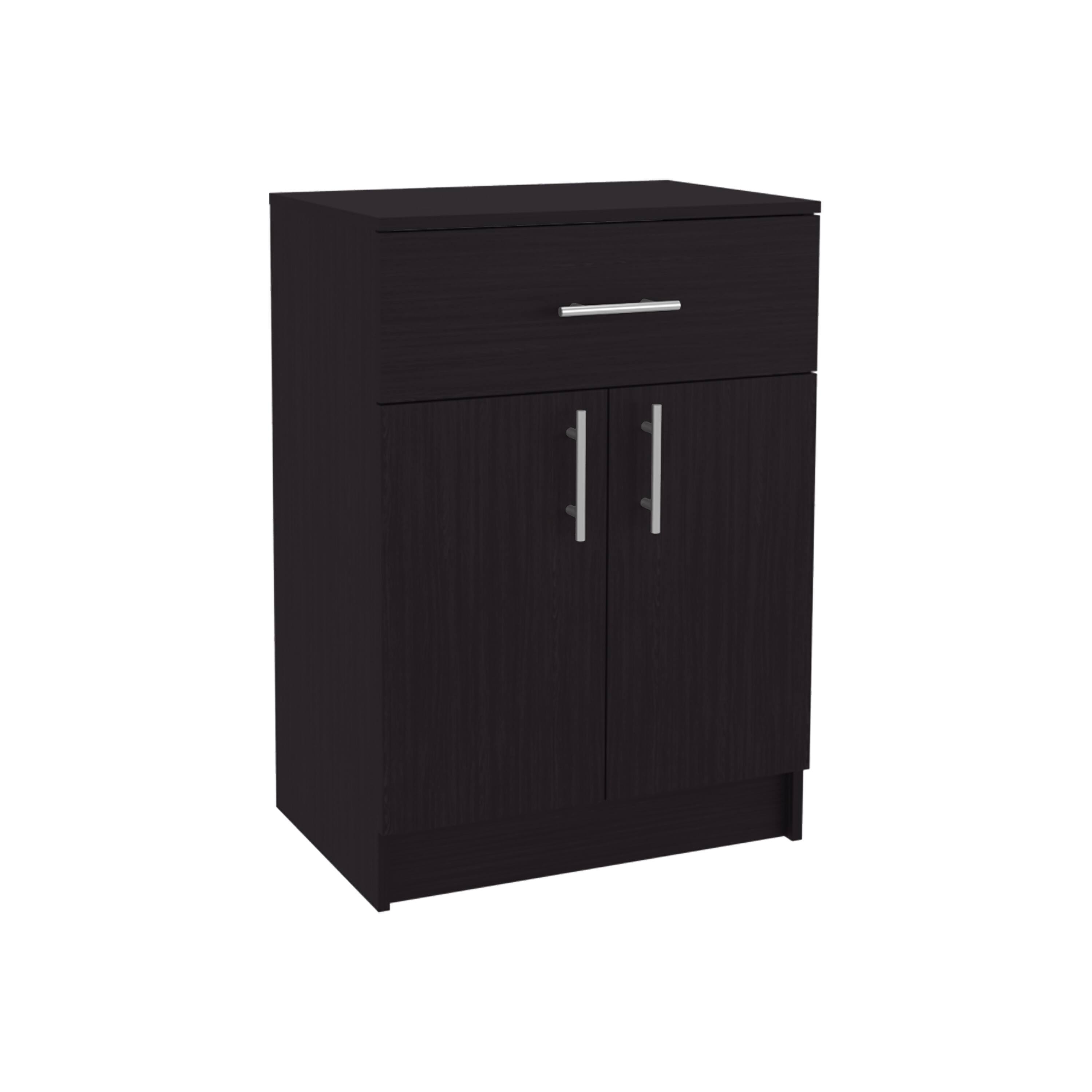 Alt View 4. Spaco - Spaco Foldable Pantry Cabinet with Drawer and Two Shelves, Wide Top Surface for Kitchen Storage, Compact for Pots Pans - Black.