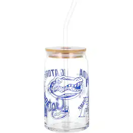 Indigo Falls - Florida Gators 16oz. Can Glass with Straw - Multicolor