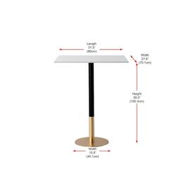 Elegant Decor - Ronan 31.5 Inch Pub Table In White - White And Gold