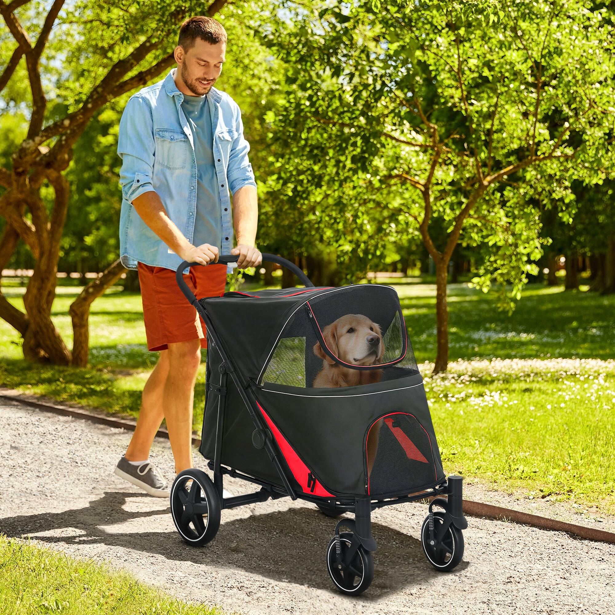 Alt View 1. Pawhut - Foldable Dog Stroller for M, L Dogs.