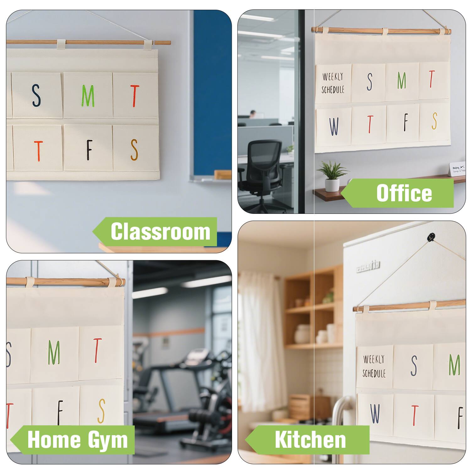 - Classroom: S M T W T F S
- Office: WEEKLY SCHEDULE S M T W T F S
- Home Gym: S M T T F S
- Kitchen: WEEKLY SCHEDULE S M T W T F S