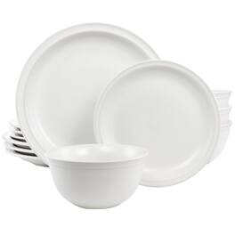 Gibson - Home Siam 12 Piece Round Stoneware Dinnerware Set - White