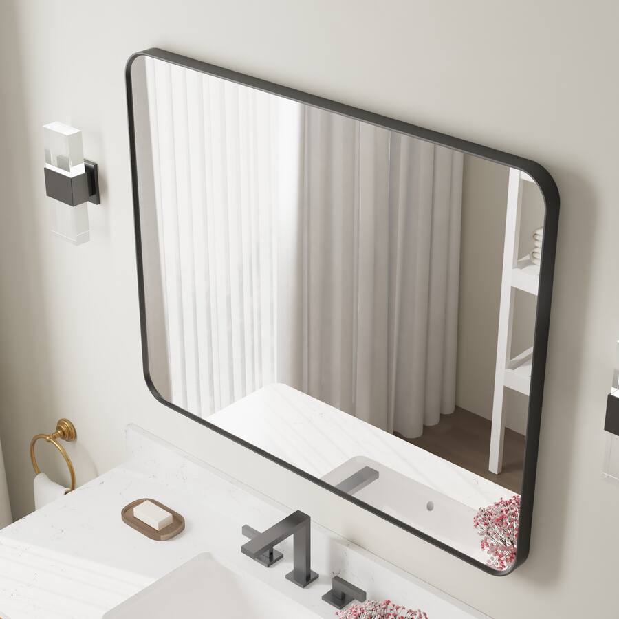 WELLFOR 40 in. W. x 32 in. H Rectangular Aluminum Framed Wall Mounted ...
