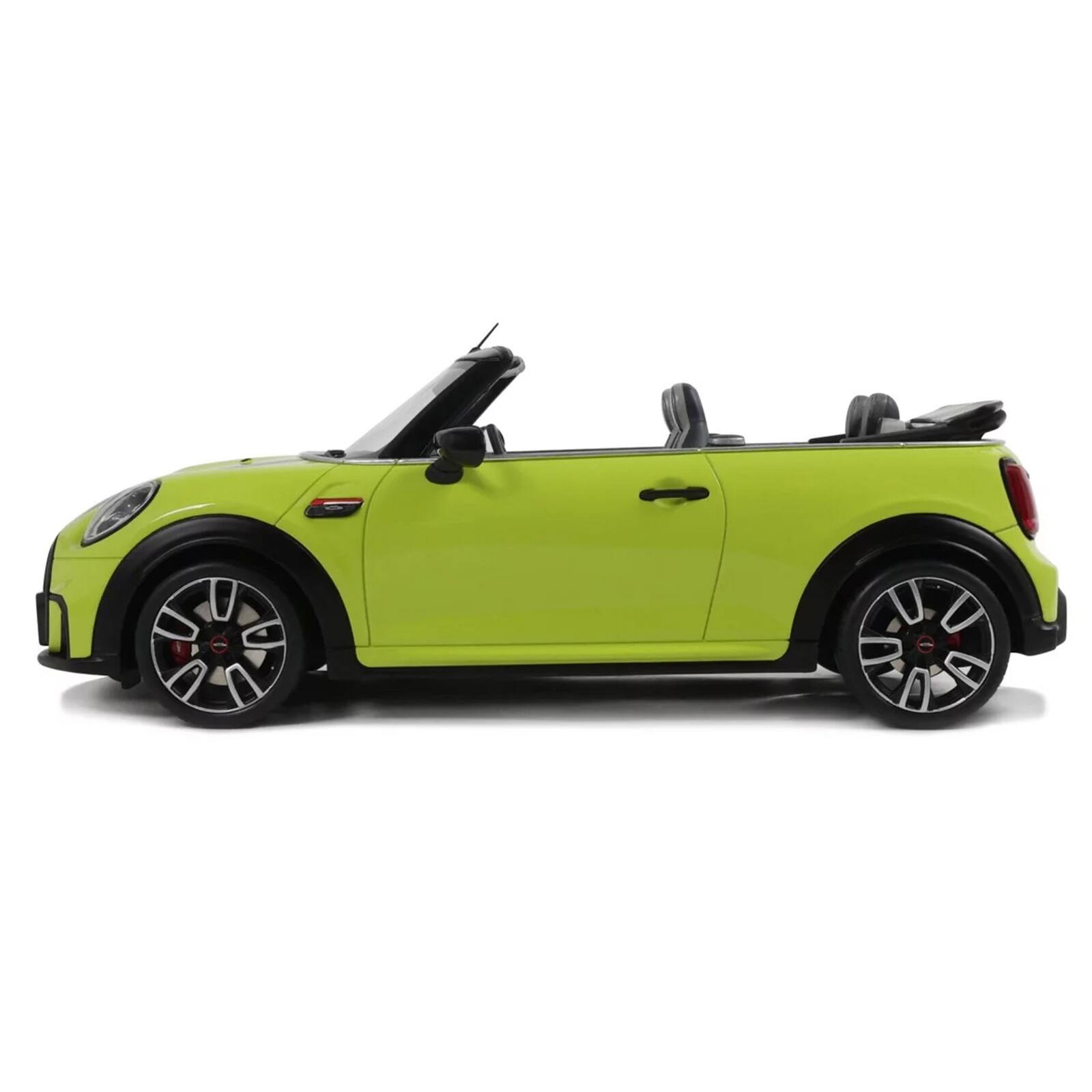 Alt View 3. Otto Mobile - 2021 Mini JCW Cabrio Zesty Yellow with Black Stripes 1/18 Model Car by Otto Mobile.