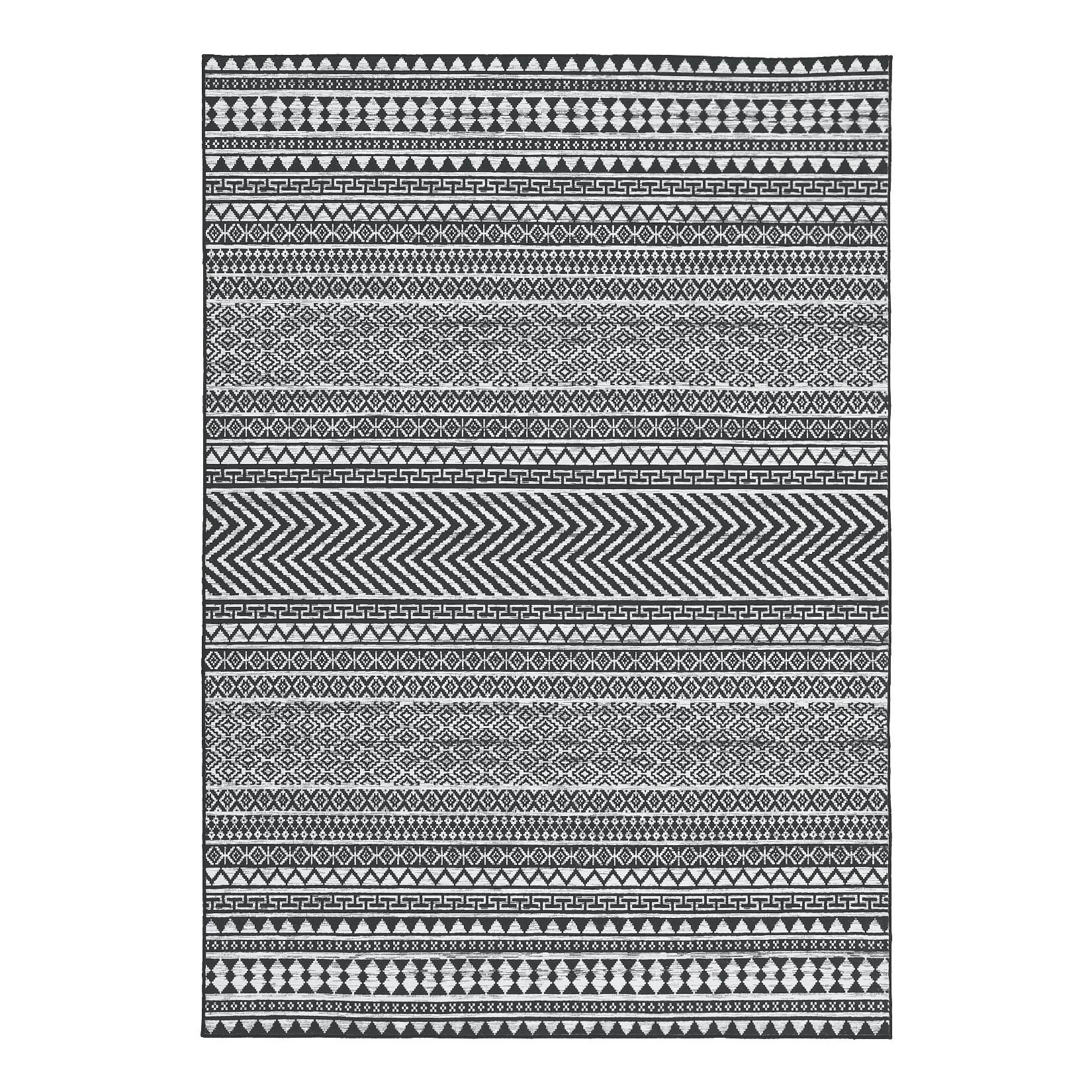 Front. GAOMON - Boho Stripe Area Rug Low Pile Pet Friendly Non Slip Foldable Vacuum Clean Floor Cover for Kid's Room Playroom - Black.