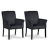 Gymax - Set of 2 Arm Chair Guest Chair Home Office w/ Wooden Legs - Black