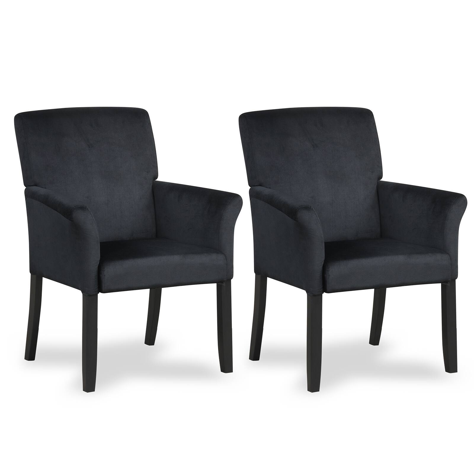 Front. Gymax - Gymax Set of 2 Arm Chair Guest Chair Home Office w/ Wooden Legs Black - Black.