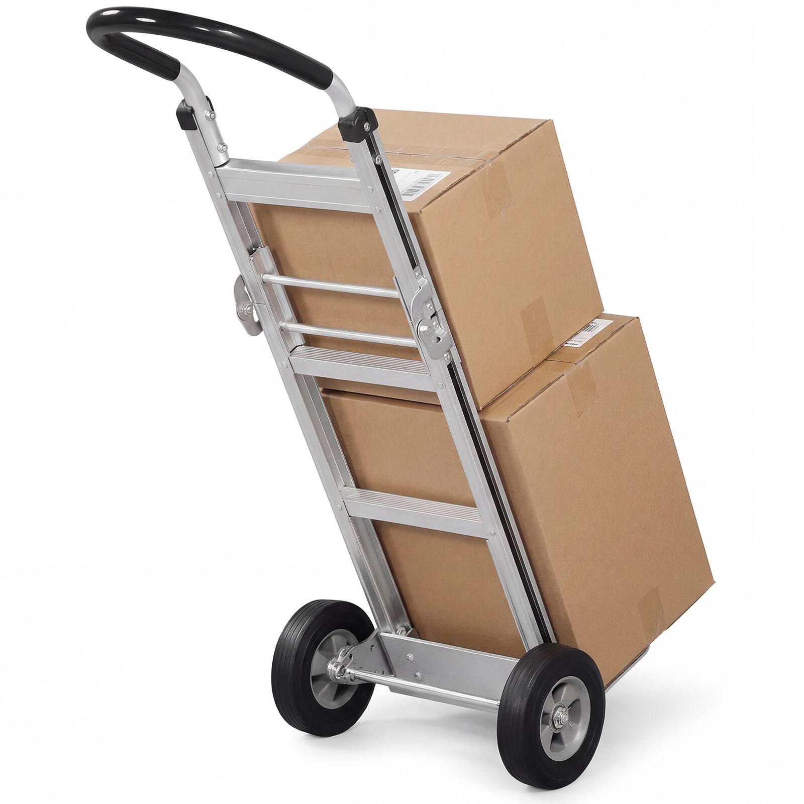Alt View 9. Gymax - Gymax Folding Hand Truck Aluminum Dolly Cart w/2 Rubber Wheels & Ergonomic Handle - Silver.
