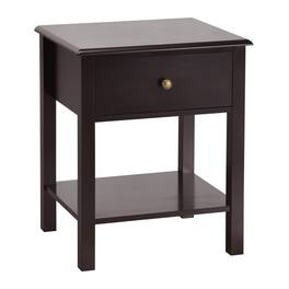 SlickBlue - Nightstand End Table with Drawer and Bottom Shelf – Functional Storage Table - Brown