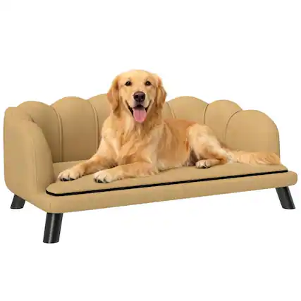 Front. PULUZ - Pearl Design Pet Sofa for Medium and Large Sized Dogs, Pet Bed with Cushion and Solid Wood Legs - Coffee.