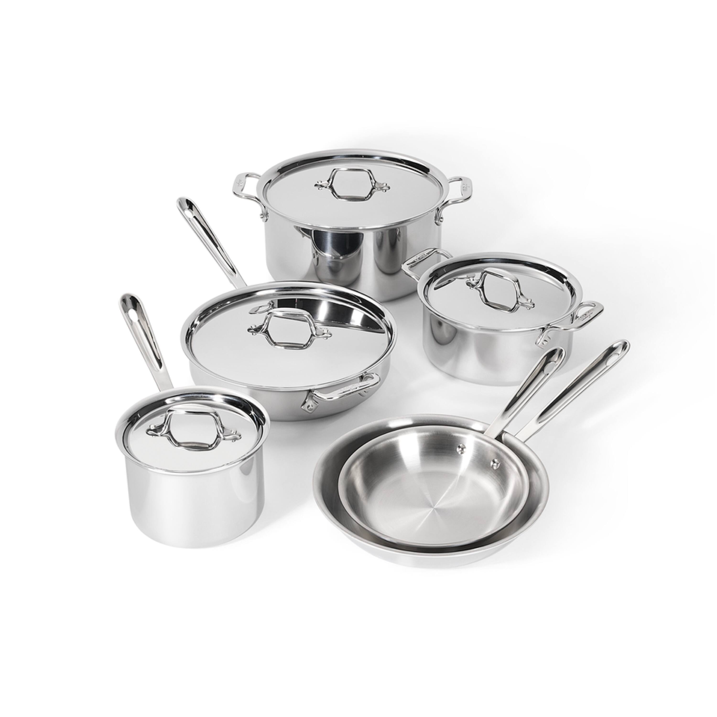 Alt View 1. All Clad - All-Clad 10pc Stainless Steel Cookware Set. 3-Ply Bonded. Silver - Silver.