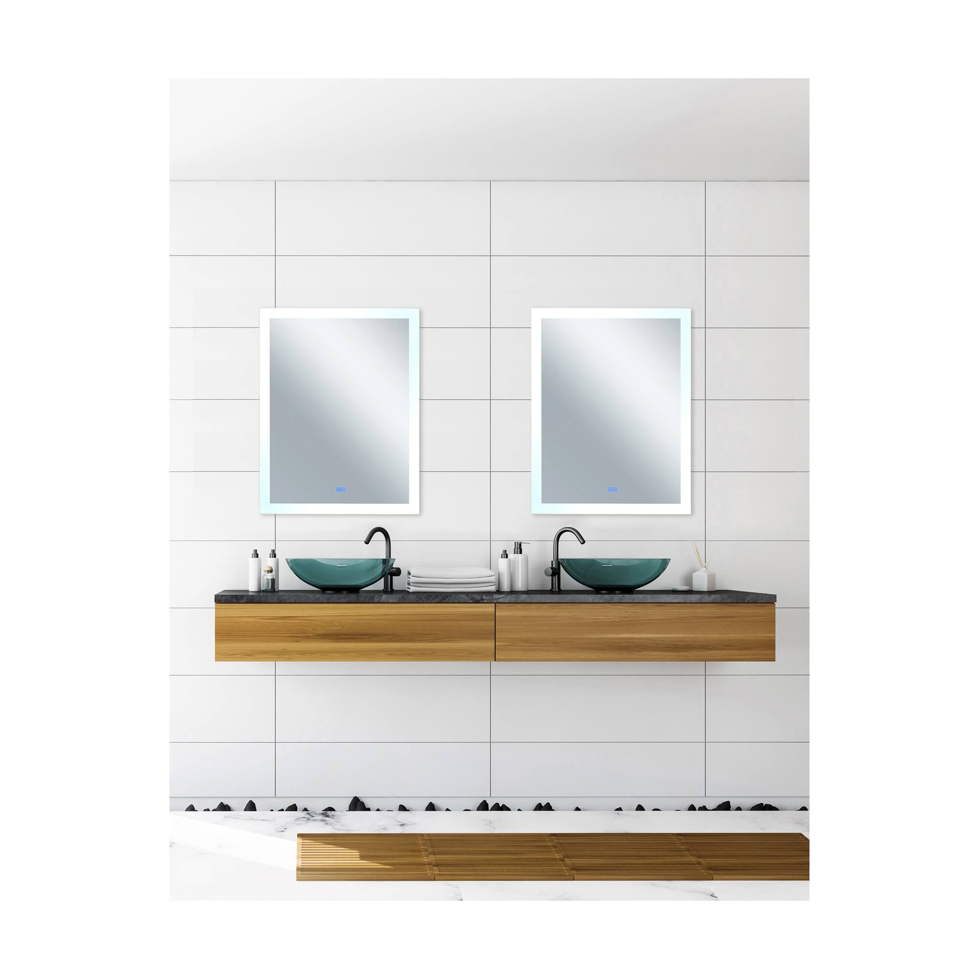 Alt View 3. CWI Lighting - Abigail Rectangle Matte White LED 32 in. Mirror From our Abigail Collection - White.