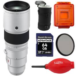 Fujifilm - XF 500mm f/5.6 R LM OIS WR Lens with Lens Case, 64GB SD Card and Advanced Accessories | Fuji 500mm - Silver