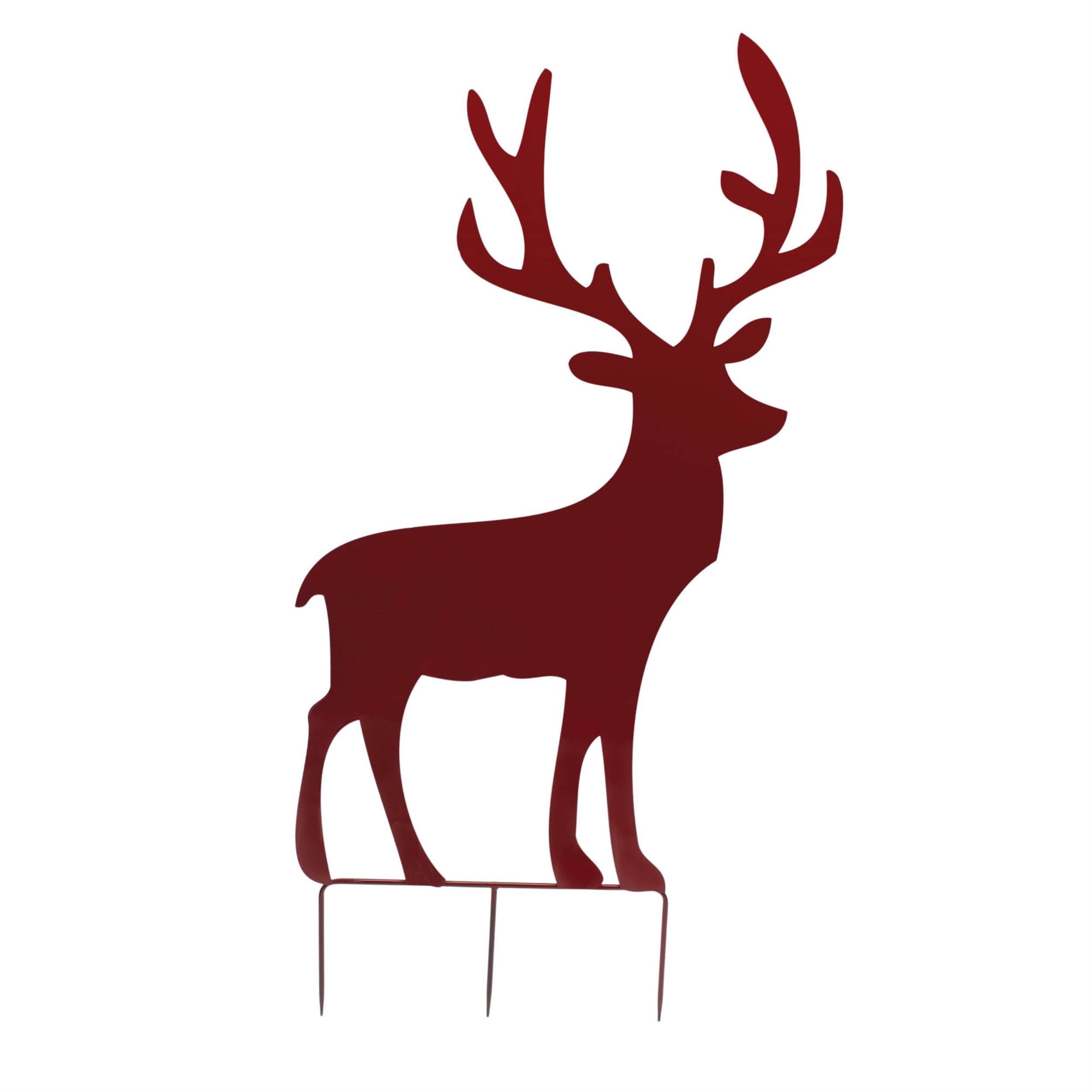 Angle. BreeBe - Metal Deer Cut-Out Yard Stakes – Set of 2 - Red.