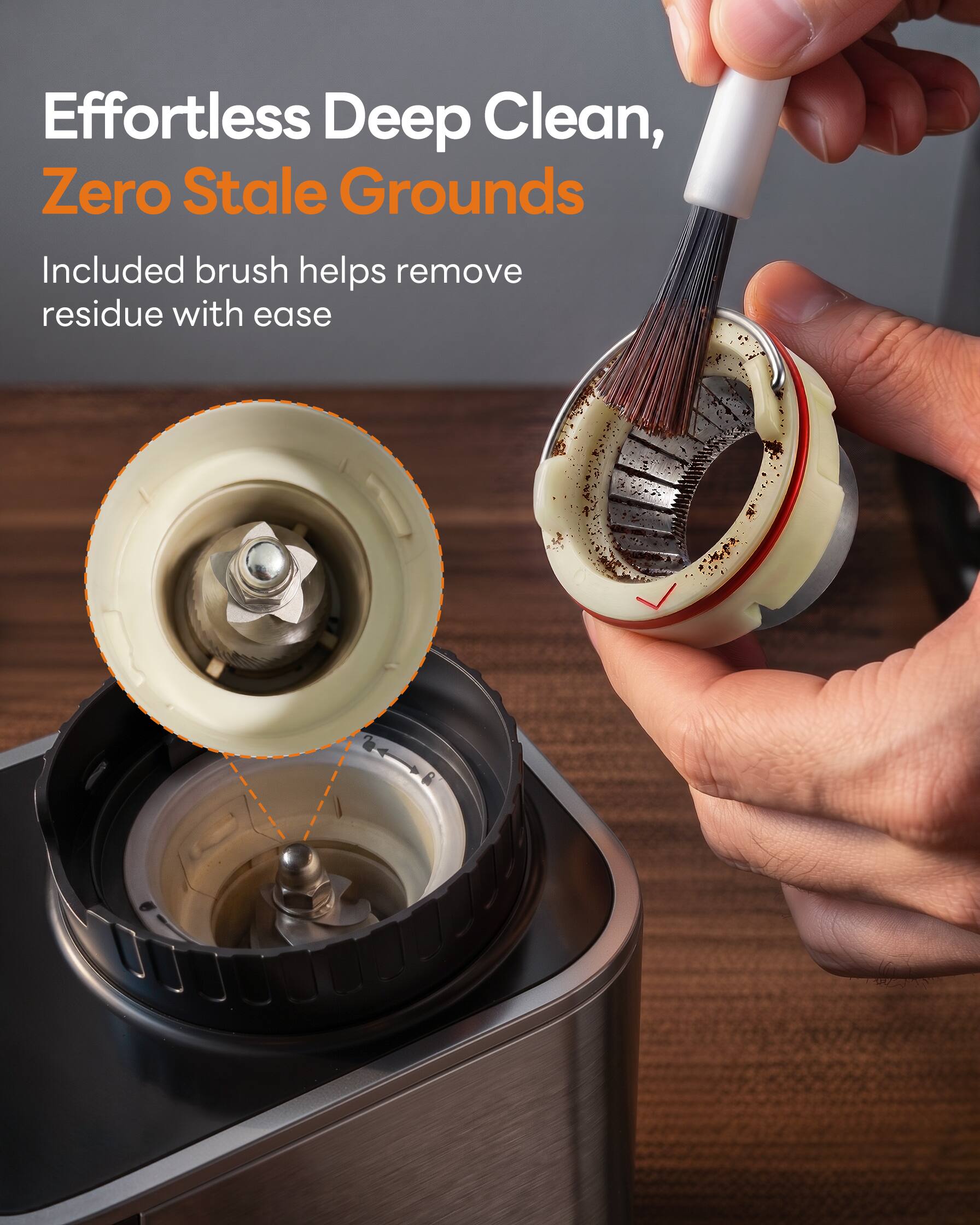 Effortless Deep Clean, Zero Stale Grounds

Included brush helps remove residue with ease