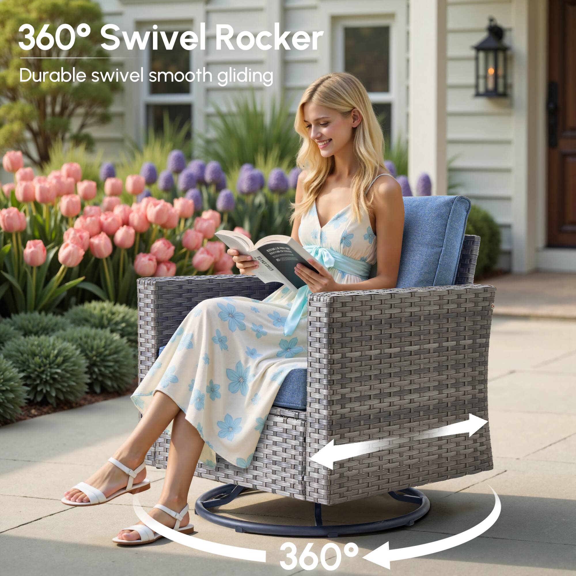360° Swivel Rocker  
Durable swivel smooth gliding