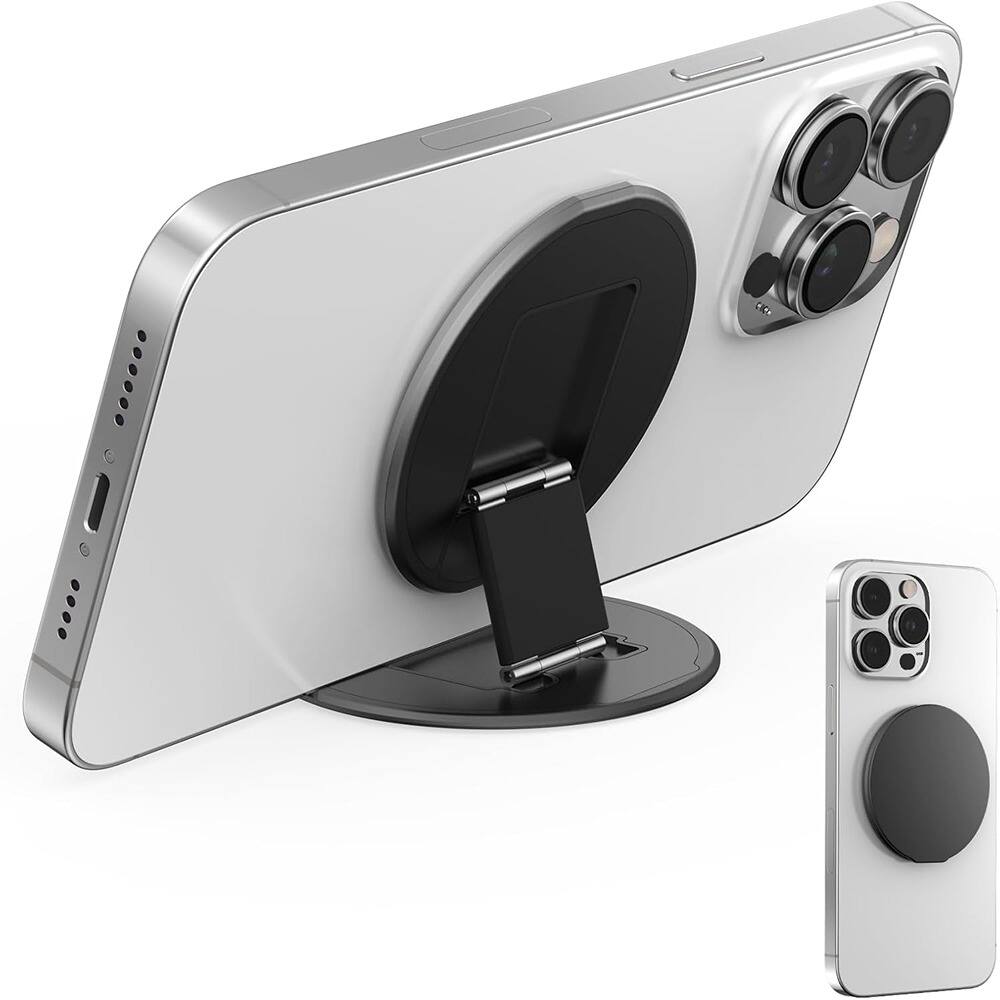 Front. PARKER SLATER - Two-Sided Magnetic Phone Ring Stand Grip for MagSafe iPhone (Black Metal) - Black Metal.