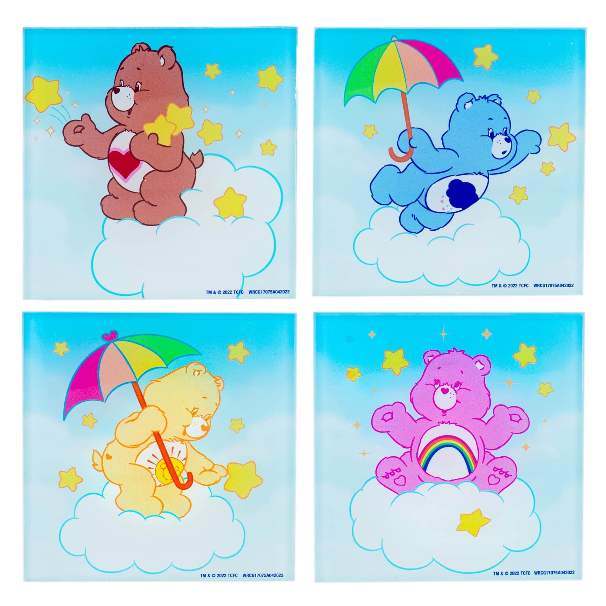Silver Buffalo - Care Bears Clouds Glass Coasters | Set of 4 - Blue