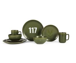 Ukonic - HALO Master Chief 117 Stoneware 8-Piece Dinnerware Set | Plates, Bowls, Mugs - Green