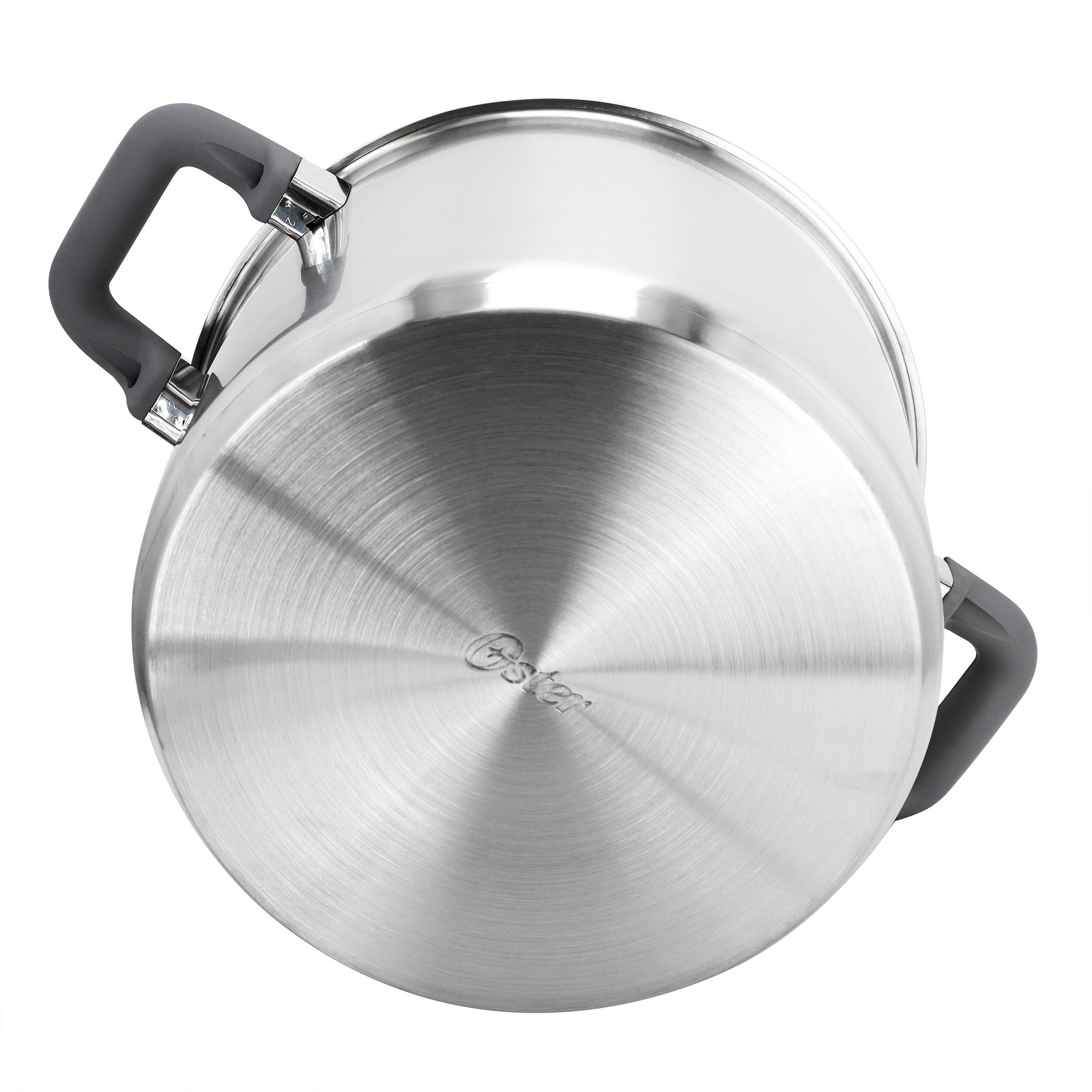 Alt View 4. Oster - Oster Beauford 6.5 Quart Brushed Stainless Steel Stock Pot with Lid - Silver.