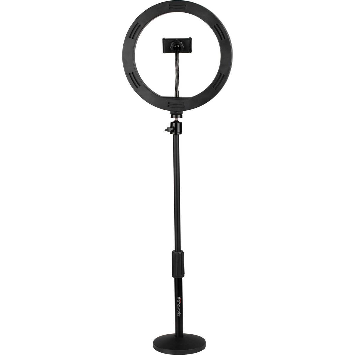 Alt View 6. Gator Cases - Gator Cases 10" LED Desktop Ring Light with Round Base Stand and Phone Clamp.