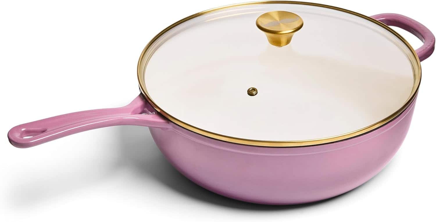 Larder & Vine - 6.2 qt Enameled Cast Iron Chef’s Pan with Tempered Glass Lid - Grappa