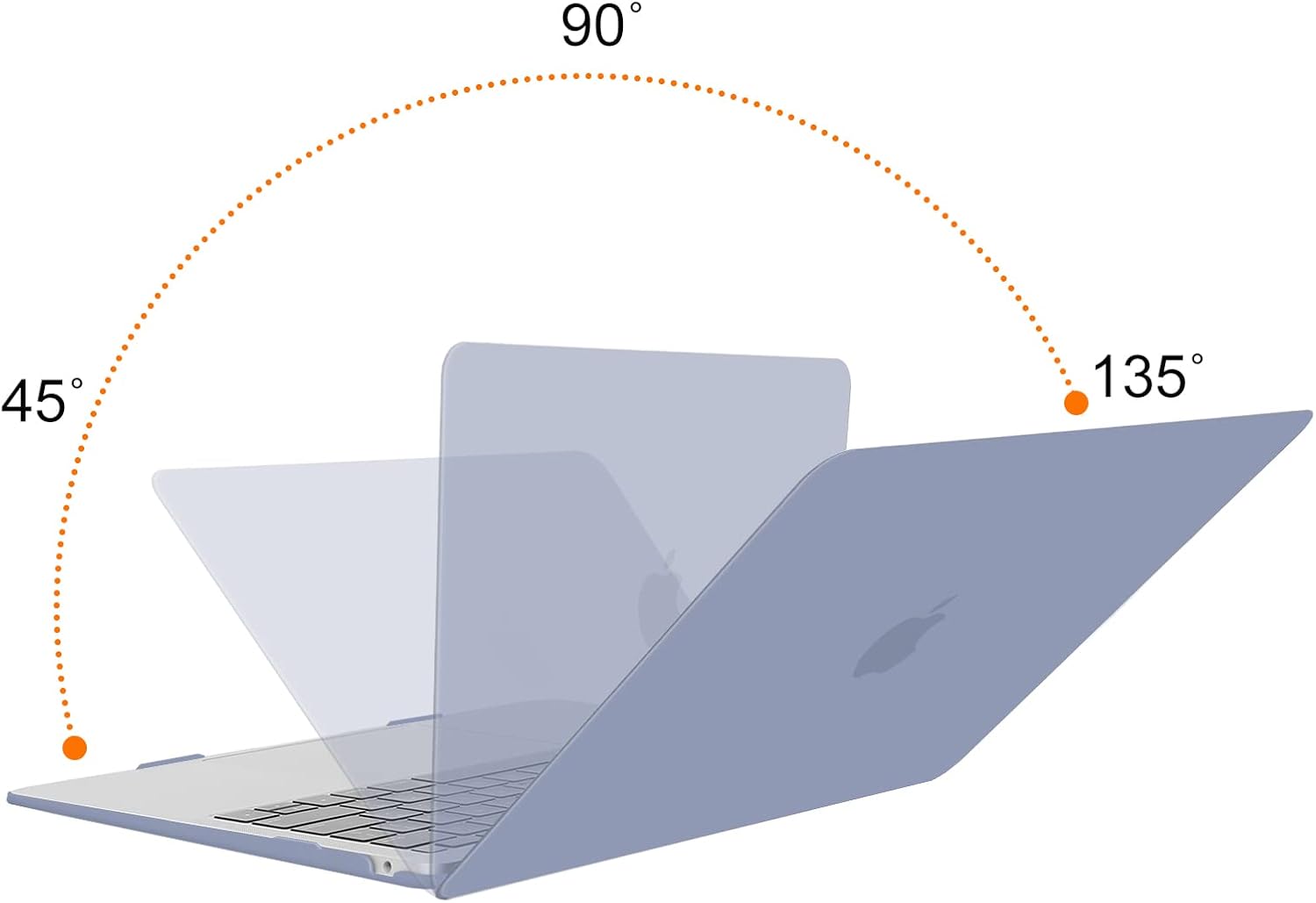 Back. mosiso - 4IN1 Case Kit for MacBook Air 13 inch M1 A2337 A2179 A1932 2021-2018, Hard Shell&Keyboard Cover&Screen Protector&Pouch - Lavender Gray.