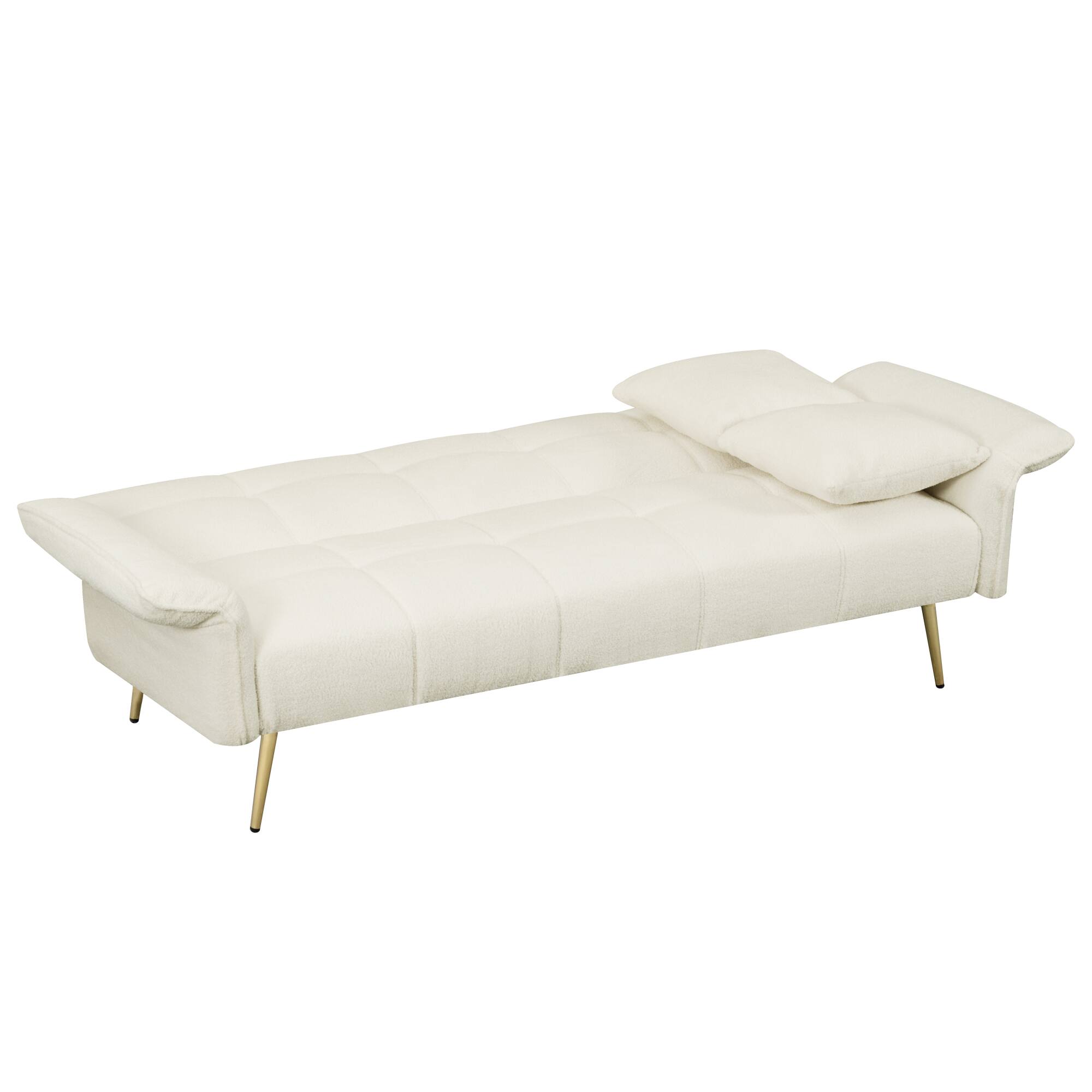 Alt View 6. GOODSILO - Space-Saving Convertible Sofa Bed with Folding Armrests | Double Sleeper for Living Rooms & Apartments - Beige.