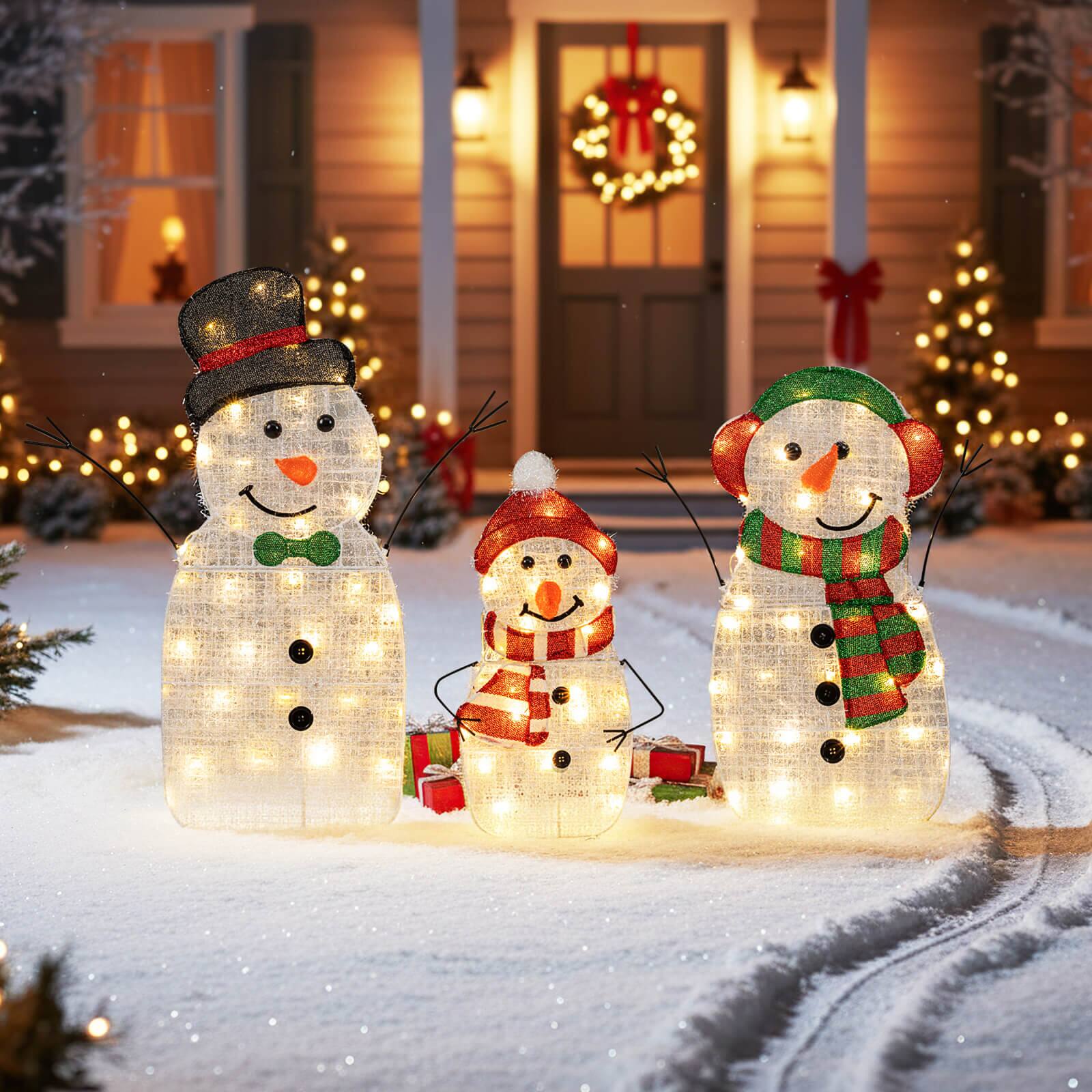 Alt View 5. Costway - Costway 3PCS Pre-Lit 2D Snowman Set with LED Lights for Home Lawn Yard Garden - Multicolor.