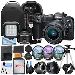 Canon - EOS R8 Mirrorless Camera with RF24-50mm Lens + 32GB Card + Backpack + ZeeTech Bundle - Black