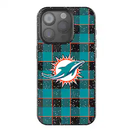 Keyscaper - NFL - Miami Dolphins Plaid Bling iPhone Case - 15 - Black