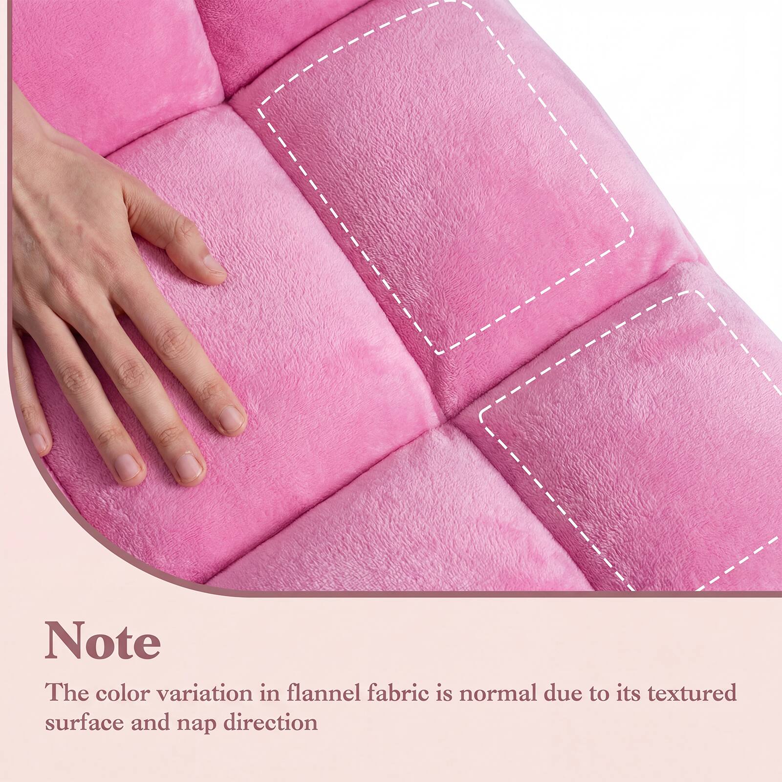 Note  
The color variation in flannel fabric is normal due to its textured surface and nap direction