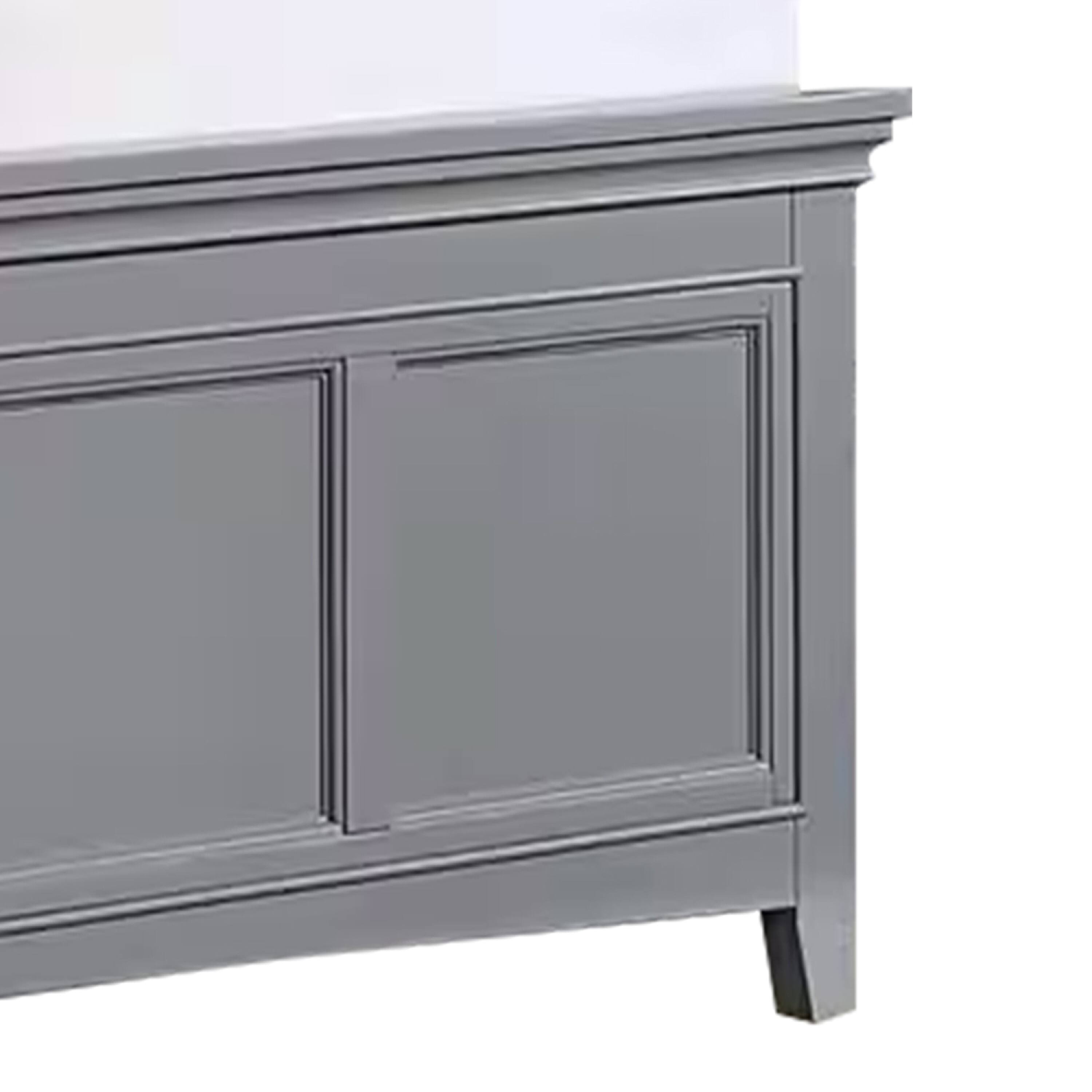 Back. Manhattan Lane - Lile Full Bed with Crown Moulding, Storage Drawers, Gray Solid Wood - Gray, Chrome.