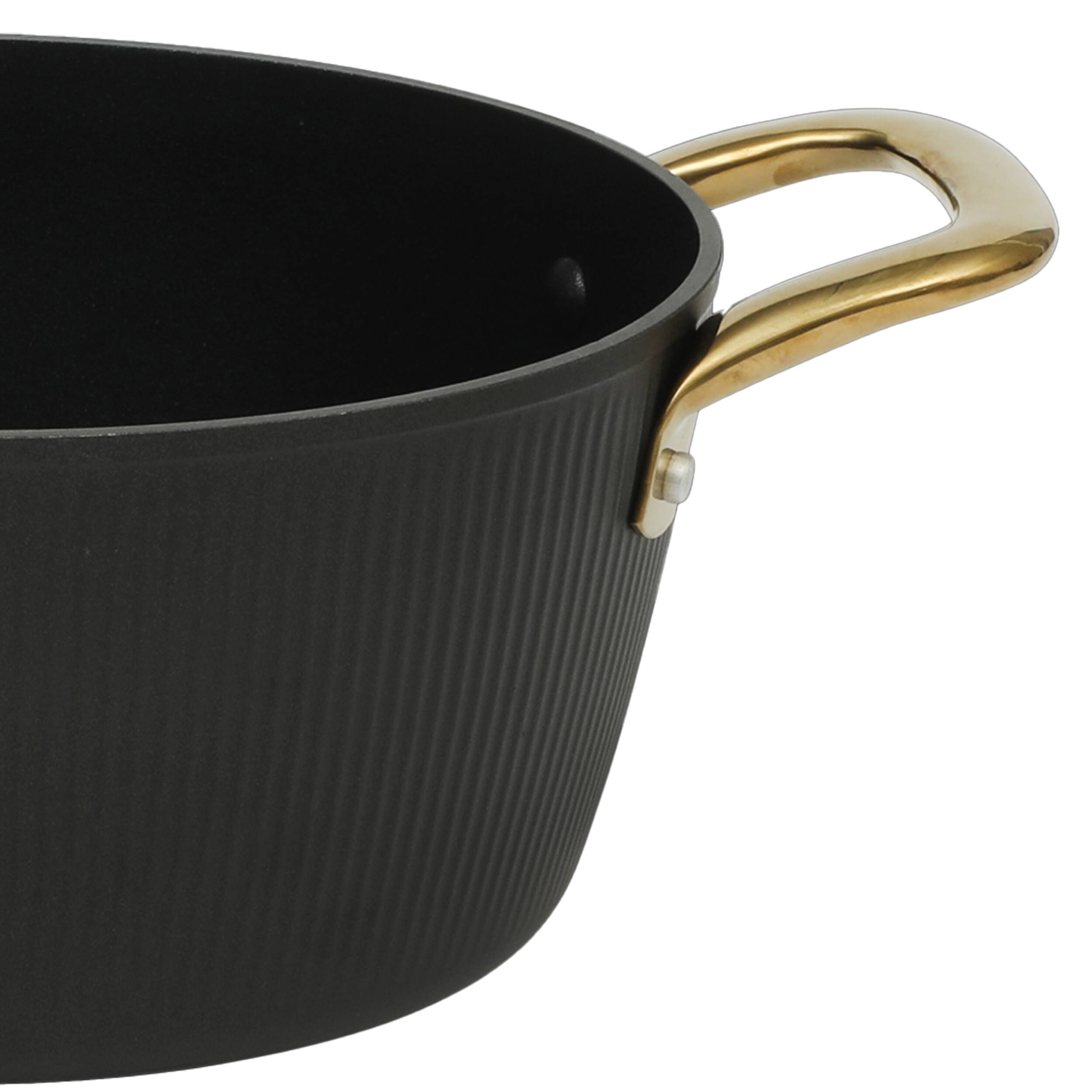 Alt View 1. Oster - Oster Abbottsford 4.4 Quart Nonstick Aluminum Dutch Oven with Glass Lid in Black - Black.
