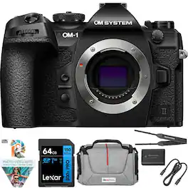 OM System - OM-1 Mark II 20MP 4K Mirrorless Camera Body + 64GB Memory Bundle